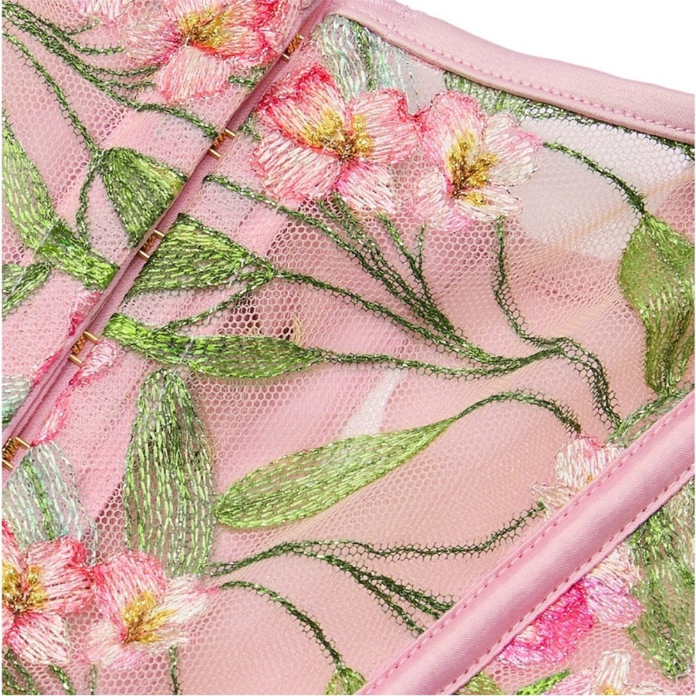 NWT Victoria's Secret Pink Lily Embroidered Corset G String 2 piece Set, Med DD - Picture 14 of 16